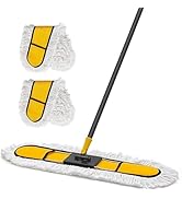 NEWE Yellow Commercial Dust Mop for Floor Cleaning, Heavy Duty with 2 Washable Cotton Refills, We...