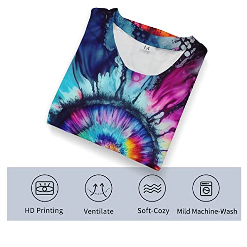 TiwBski Novelty Tie Dye Style T-Shirts for Men Spiral Streak Print Shirt with Short Sleeves4