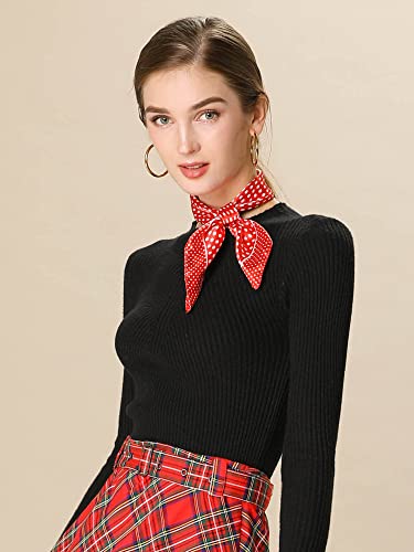 Allegra K 2Pcs 50cm Women Satin Printed Square Kerchief Hair Wrap Neck Scarf 50 * 50cm/19.69 * 19.69"(L*W) Red Dots&Red Dots4