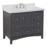 Abbey 42-inch Bathroom Vanity (Quartz/Charcoal Gray): Includes Charcoal Gray Cabinet with Stunning Quartz Countertop and White Ceramic Sink