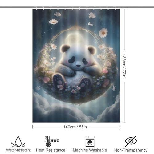 Rideau de douche bébé panda rideau de baignoire imperméable lavable 140x183cm - 4