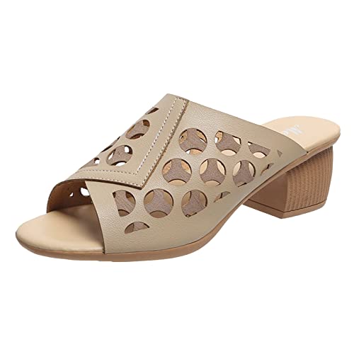 Sandales compensées beige en 38.5 avec talon haut épais rétro pour femme