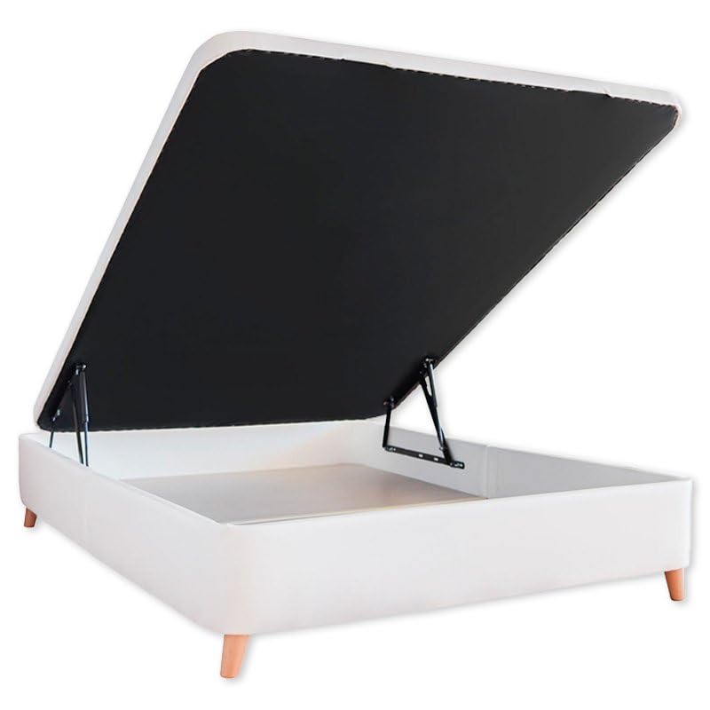 Ventadecolchones - Canapé Abatible Serena con Patas | Tapizado en Terciopelo Beige con Tapa en Tejido 3D Transpirable | 80 x 180 cm