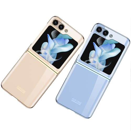 Image of BOUNCEBACK Slim Electroplated Transparent Case /Cover for Samsung Galaxy Z Flip5 / Case Cover for Z Flip 5 - (Clear Blue | Polycarbonate)