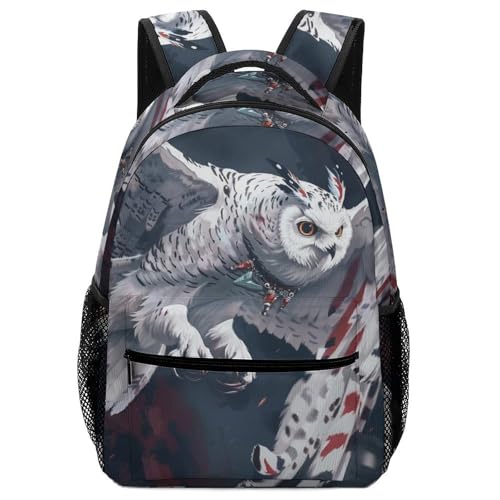 Sac à dos pour garçon hibou blanc, le cadeau d'école parfait