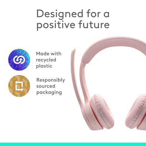 Logitech Zone 300 Wireless Bluetooth Headset with Noise-Canceling Microphone, Compatible with Windows, Mac, Chrome, Linux, iOS, iPadOS, Android – Rose by Logitech - Image 7