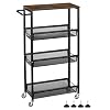 MOOACE Slim Storage Cart 4 Tier Rolling Kitchen Shelving Unit on Wheels Mobile Narrow Cart with Wooden Tabletop for Bathroom Laundry Narrow Places 166x 73x 311inch
