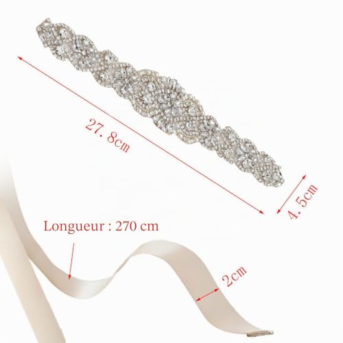 Changyeah Ceinture de mariage en cristal, Perles Strass, Fête, demoiselles d'honneur, bal de fin d'année – vue 2