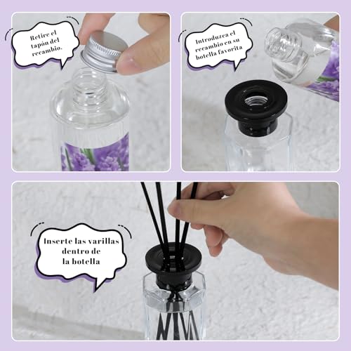 Scent-Hi Repuesto Difusor, Difusores Aromáticos, Lavanda Aceite Perfumado, 500ml 6 Palos Difusores Difusor Perfumado, Ambientador para Dormitorio, Baño Oficina Decoración de Hogar - imagen 4