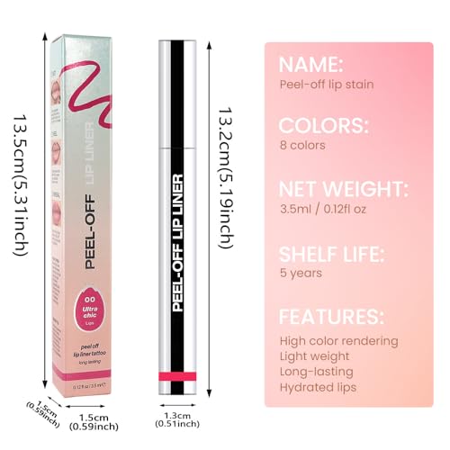 Hxssll Matte Lip Gloss Stain-Peel Off Lip Liner Tattoo, Delicate Pink Lip Tint，Long Lasting Peel Off Lip Stain, Waterproof Transfer-proof Lip Mask Lip Liner Peel Off Lip Gloss,Stayn Lip Makeup. #00