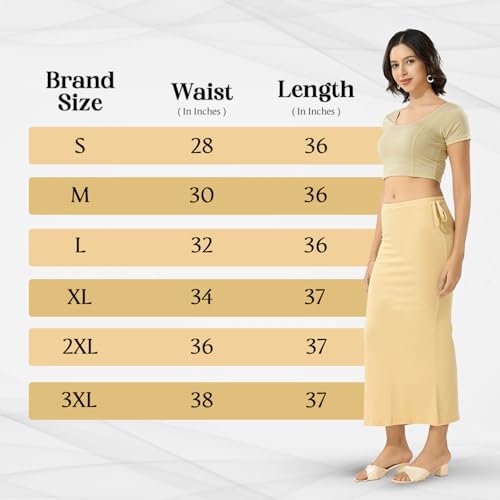 Image of TRASA Womens Saree Shapewear Petticoat, Cotton Lycra Petticoat, Skirts for Women, Shape Wear Dress for Saree