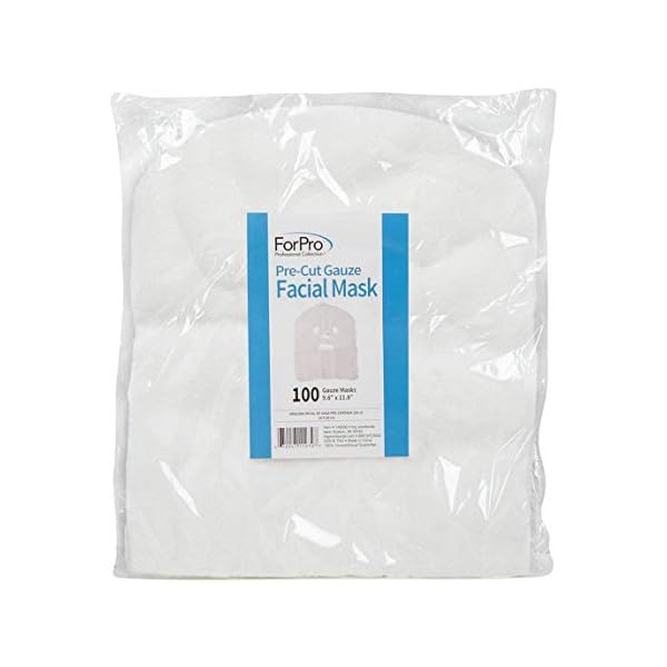 ForPro Precut Gauze Facial Mask, 100% Cotton Gauze, for High Frequency Facial Treatments and Masks, 100-Count