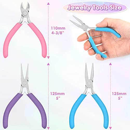 Jewelry Making Pliers, shynek Jewelry Pliers Set Includes Needle Pliers, Round Nose Pliers and Wire Cutters, Jewelry Making Tools for Jewelry Repairing, Wire Packaging, and Crafts