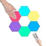 ALOVEWE Remote Control Hexagonal Wall Colorful Light, Modular Touch Sensitive Lights with USB Power, Creative Geometry Assembly LED Night Light Suitable for Iiving Room, Bedroom (6 pcs)