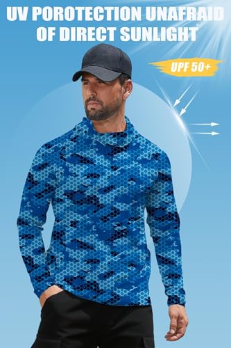 SANGTREE Men's UPF 50+ Sun Protection Hoodie Shirt Long Sleeve UV SPF Fishing Lightweight Shirts with Mask Rash Guard2