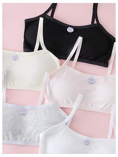 Floerns Girl's 5 Piece Training Bras Ribbed Knit Padded Wireless Comfy Cami Bralette Bra3