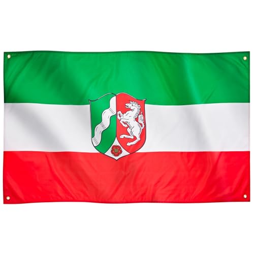 Runesol North Rhine Westphalia Flag, 91x152cm, 3ft x 5ft, Düsseldorf, 4 Grommets, Eyelet in Every Corner, Rhineland