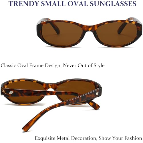 Retro Oval Sunglasses for Women Trendy Cute Womens Small Oval Sunglasses 90s Narrow Cat Eye Shades4