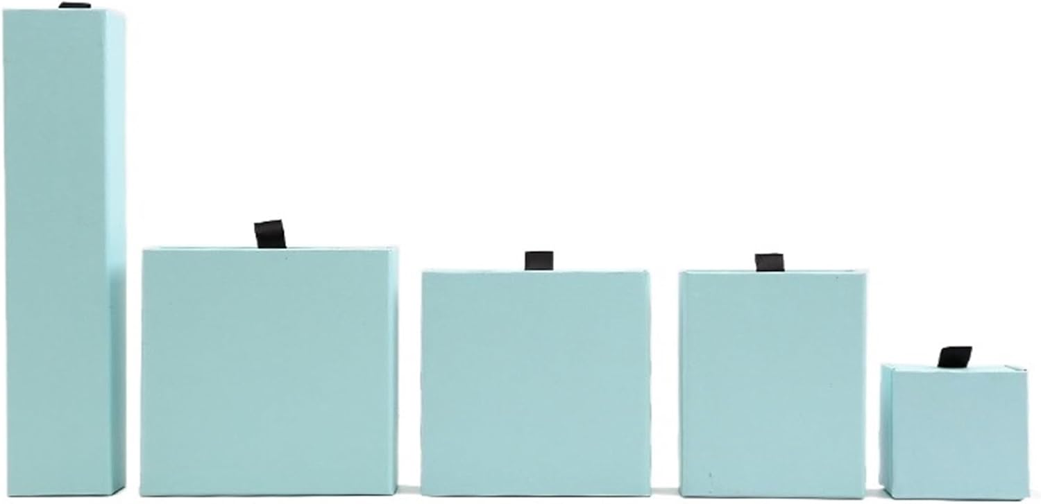 5Pcs Jewelry Packaging Boxes Set Cardboard Gifts Present Storage Display Boxes For Bracelets Earrings Rings Square Rectangle 5Pcs(10x10x3.5cm,Aqua)