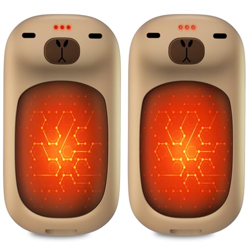 Capybara AI Hand Warmers Rechargeable 2 Packs 24 Hrs Long Safe Pocket-Size AI Smart Chips Electric Heater Cute Animal Gifts for Christmas Women Men Outdoor Indoor-Brown