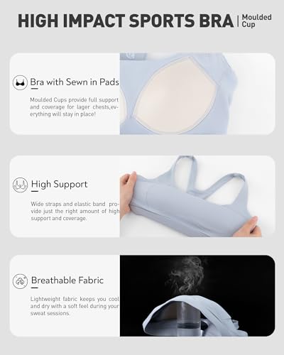 Image of RUNNING GIRL Sports Bras for Women High Support,Racerback High Impact Sports Bra Moulded Cup Workout Bra Push up