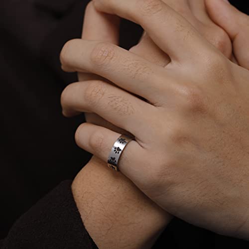 Amaxer Ring mit Tierpfotenabdruck für Männer und Frauen, schöner Bär, Hund, Katze, Fußabdrücke, Edelstahl, Statement-Band, Fingerringe, Schmuck, Geschenke (Silber, 9)