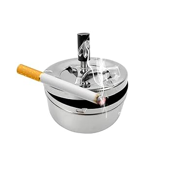 Amazon.co.jp: ステンレススチール灰皿灰皿ラウンド回転トレイと