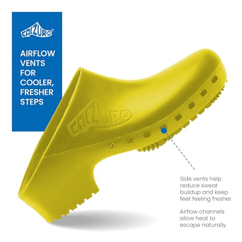 Image of CALZURO Classic Work Clogs Without Holes - Unisex Nursing Clogs - Non Slip Shoes - Autoclavable Rubber Kitchen Shoes for Women and Men -