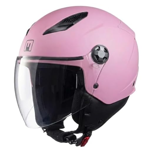 Casco MPH Moto Demi Jet Scooter Star Rosa Opaco Visiera Lunga Pink Matt (M 56 - 57cm)
