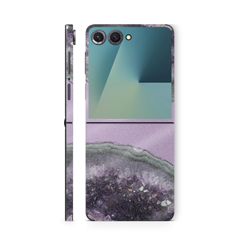 Glossy Glitter Phone Skin Compatible with Samsung Galaxy Z Flip 7 - Amethyst Agate - Premium 3M Vinyl Protective Wrap Decal Cover - Easy to Apply | Crafted in The USA by MightySkins