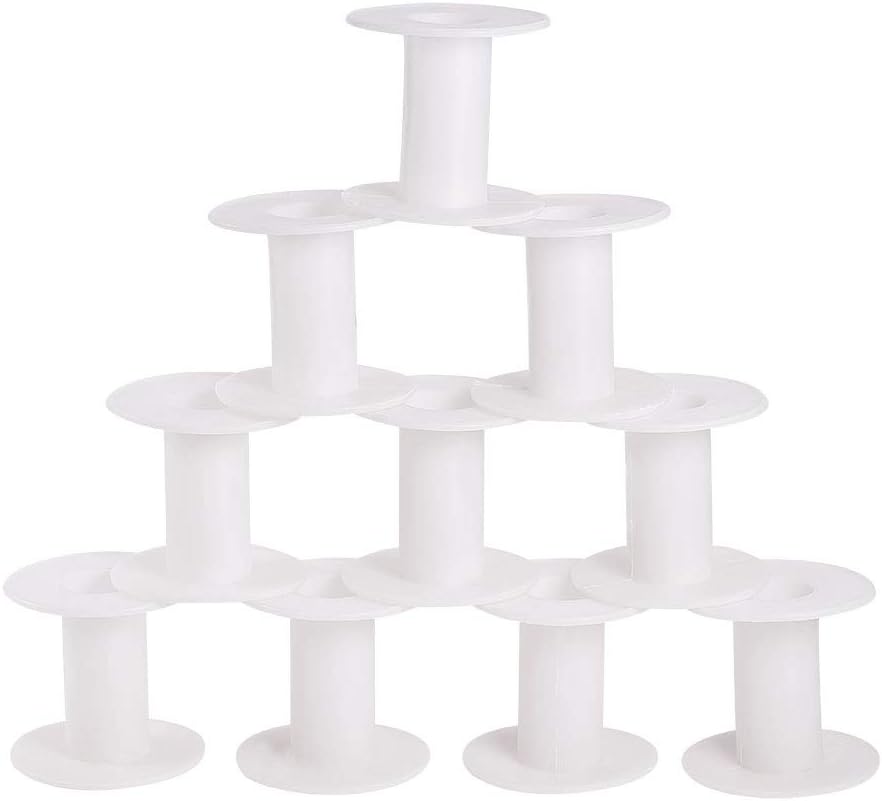 PH PandaHall 20pcs Empty Plastic Spools, 2 Inch Ribbon Spool White Wire Spools Thread String Bobbin Weaving Bobbins Craft Spools for Embroidery Thread, Yarn, Ribbon, Crafts and Sewing