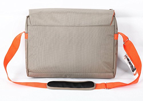 Bipra Laptop Messenger Bag (15.6 Inch) Cute, Slim, Designer Shoulder Carry Tote | Computer, Tablet, Notebook, Mobile Storage | Padded, Adjustable Strap | Grey/Orange #TOP2