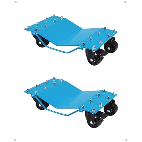 Car Dolly Set of 2, 4000 LBS Capacity Wheel Dolly, Heavy Duty Car Tire Dolly Wheels Cart Moving Cars with 360° Rotational Wheel, Blue