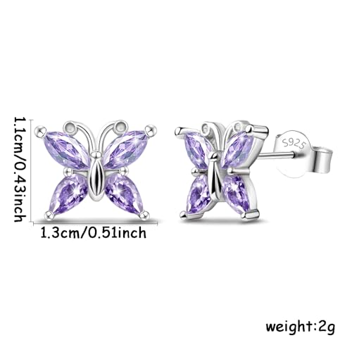 Butterfly Earrings for Girls Trendy - 14k White Gold Plated Hypoallergenic Earrings Gold dainty Earrings Silver Cartilage Earrings Birthstone Stud Earrings Post Gifts for Women Teens4