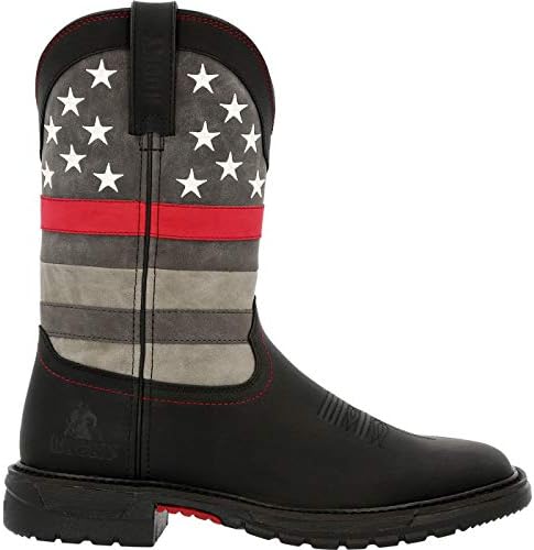 Rocky Men's RED LINE Western Boot, Black, 8 | Image 6