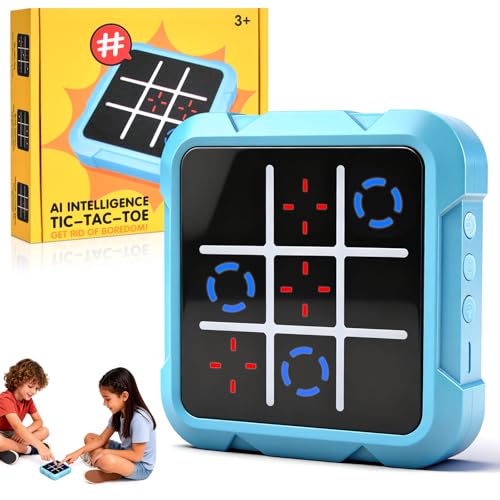 Tic Tac Toe Game 4-in-1 Noughts and Crosses Game Electronic Tic Tac Toe Games Portable Travel Games Fidgets Toy Handheld Puzzle for Family Kids Adults