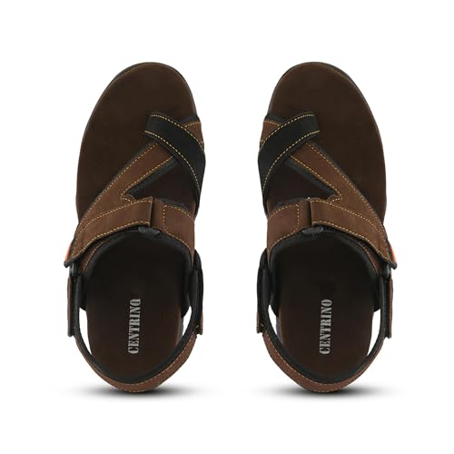 Image of Centrino Men's Sandals | Stylish Strap Sandal with Grip Insole | Adjustable Velcro Strap | Cushioned Footbed | Rubber Sole| Comfortable Casual Footwear for Office, Travel & Walking (9584)