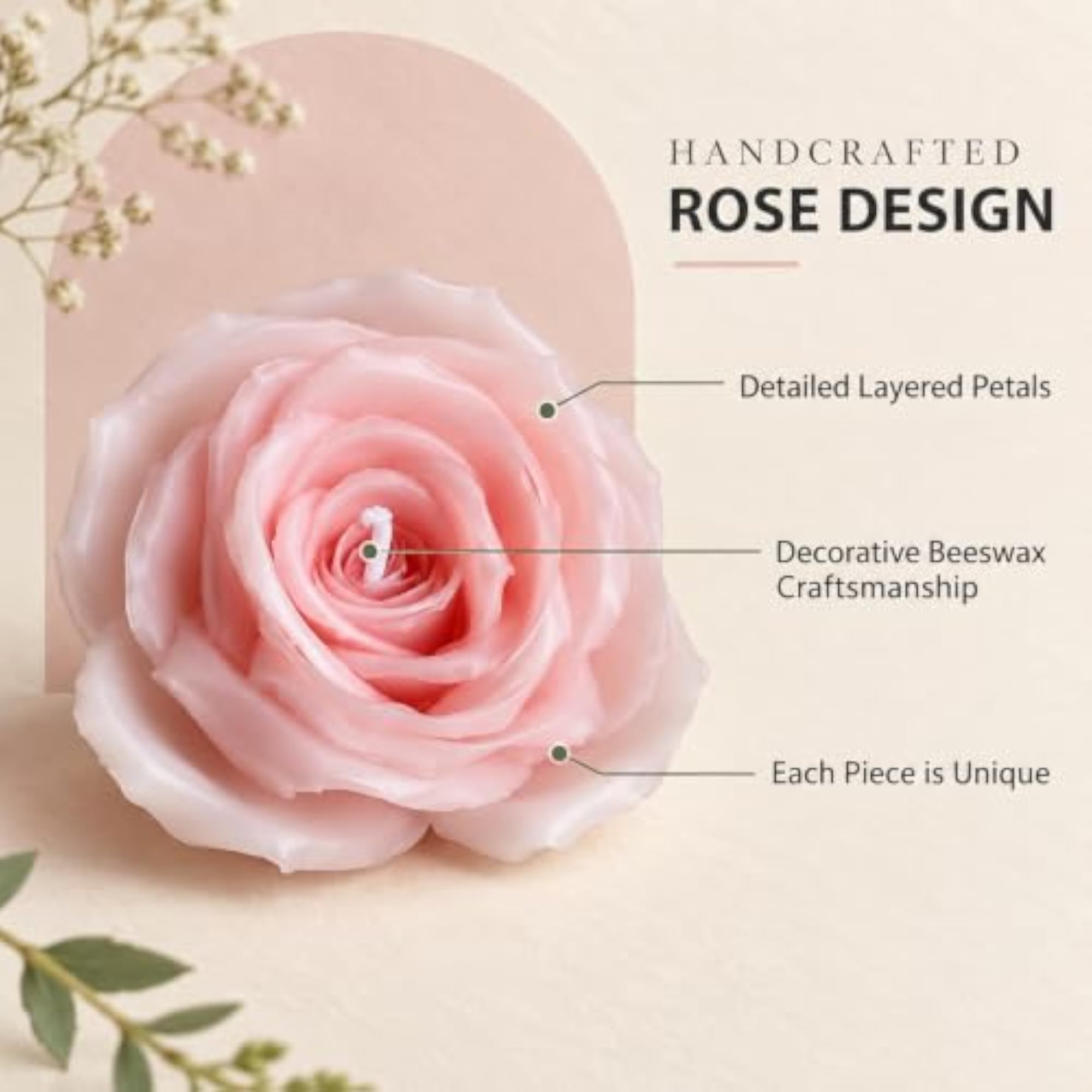 Handcrafted Pink Rose-Shaped Candle Presented as a Thoughtful Gift