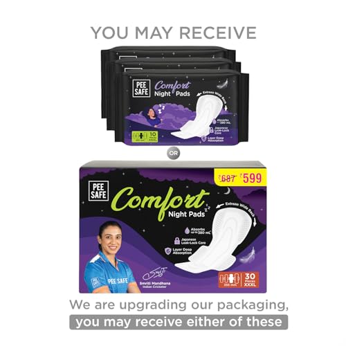 Image of Pee Safe Comfort All Night Pads | 30 Pads XXXL (3 XL) - 355mm | Extra Wide Back with Dual Wings | 6 Layer Deep Absorption | Japanese Leak-Lock Technology | Overnight Leak Free Protection | Extra Long Pack of 3