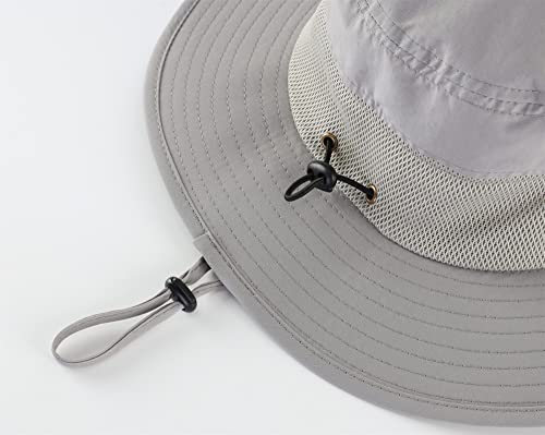 Connectyle Men's Adjustable Fishing Hat Wide Brim Boonie Sun Hat Summer Safari Beach Hat Light Grey #TOP3
