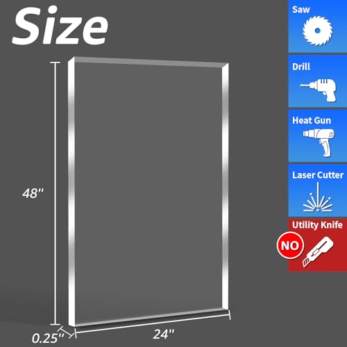 Image of Art3d Plexiglass Sheets, Clear & Durable, 2-Pack of 24 x 48 inch