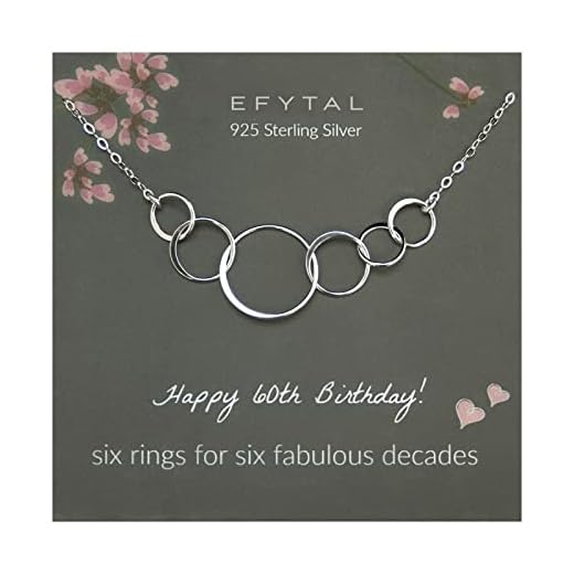 EFYTAL 60th Birthday Gifts for Women, Sterling Silver Six Circle Necklace for Her, 6 Decade Jewelry 60 Years Old
