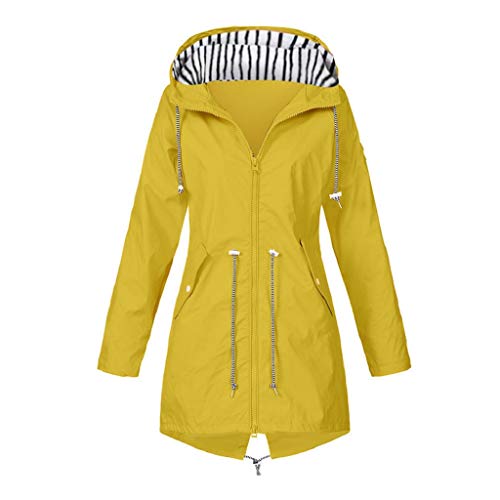 LUCKYCAT Chaqueta para Lluvia sólida para Mujer Chaquetas para Exterior Chubasquero Impermeable...