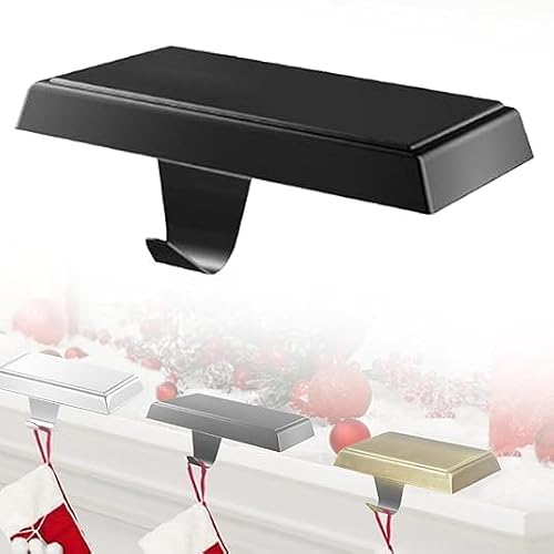 Guojanfon Christmas Stocking Holder Bases - Mantel Stocking Hangers Hanging Hooks for Fireplace Stand Hanger Holder Weighted Hangers for Xmas Holiday Decoration (2 Black, 2) - Thumbnail 4