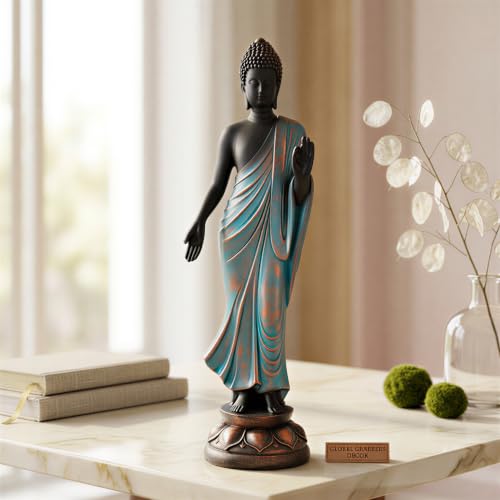 Image of Global Grabbers Buddha Idol Statue | Home Decoration Items for Living Room (Blue Black)