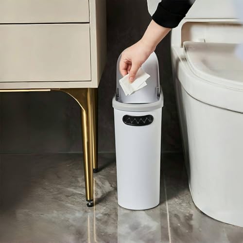 Papelera de basura para dormitorio y cuarto de baño con tapa compacta 3