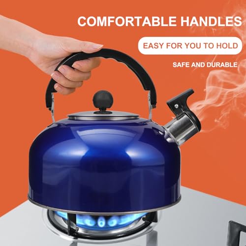 Bouilloire sifflante en acier inoxydable durable Amosfun bleu