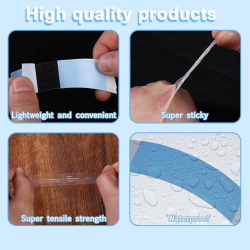 kachanaa 48pcs double sided ultra hold waterproof lace glue for front lace wigbold hold lace wig tape in hair extension remover can replacement blue