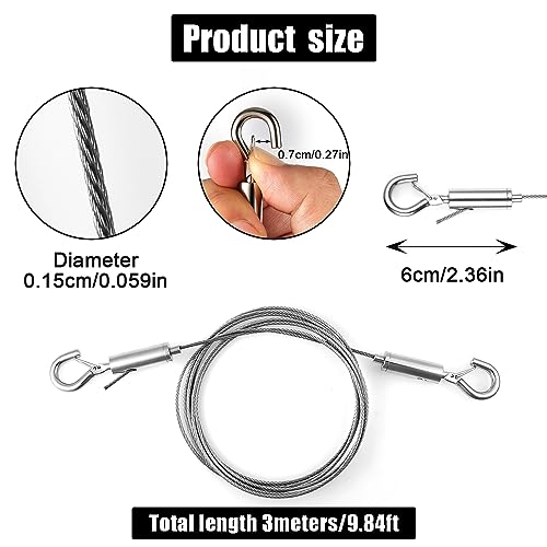 2pcs Adjustable Picture Hanging Wire with Hook, 9.84ft x 0.06 Inch Heavy Duty Picture Hangers Sturdy Stainless Steel Photo Frame Hanging Wire for Holding Up to 53lbs - Image 2