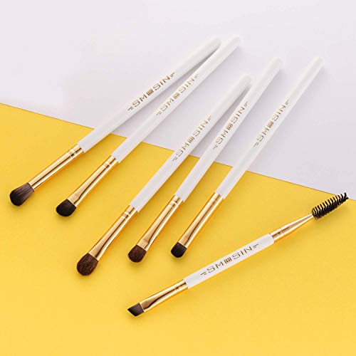Eyeshadow Brush Set,Smosin 6 Pieces Eyebrow Brush Professional Eye Makeup Brushes Set, Portable Blending Brushes For Eyes White #TOP4